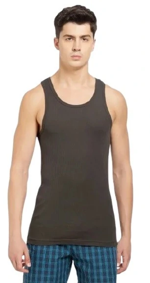 Men's Super Combed Cotton Rib Racer Back Styling Round Neck Gym