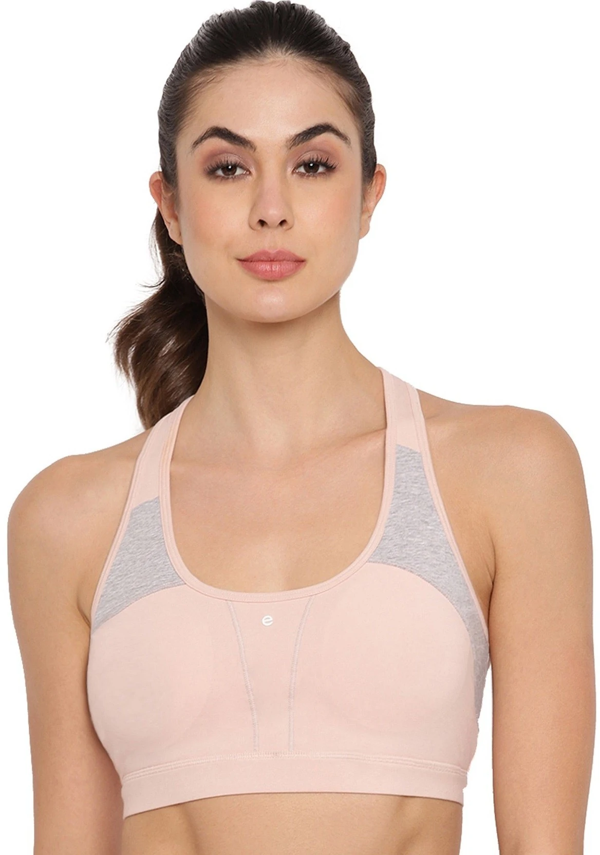 Buy Medium Impact Padded Seamless Sports Bra in Peach Colour with