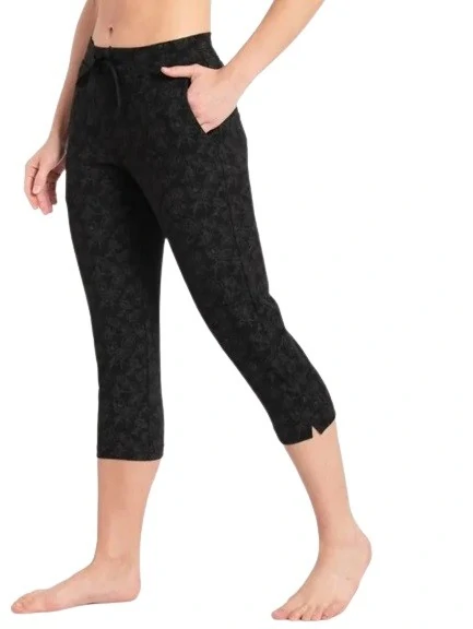 Jockey Black Printed Capri Pants for Women-1300BLKPR