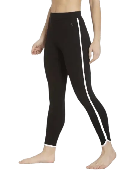 Jockey Black Solid Slim Fit Ankle Length Leggings for Womens-AW73BLK