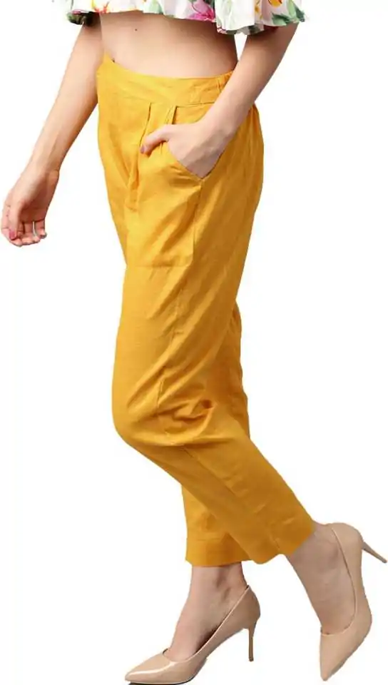 Women Mustard Ruched Sleeve Top With Embroidered Pants