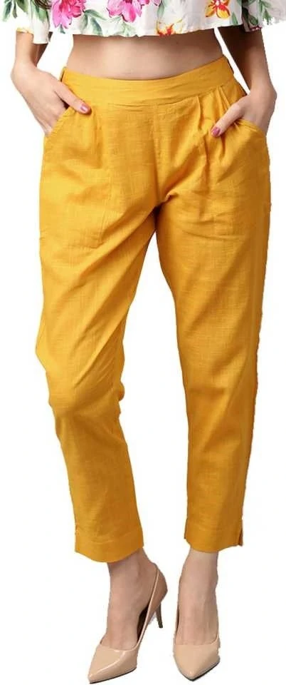 Buy Women Yellow Solid Casual Regular Fit Trousers Online - 729579 | Van  Heusen