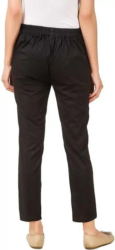 Black Color Regular Fit Linen Pants -DENMARK01