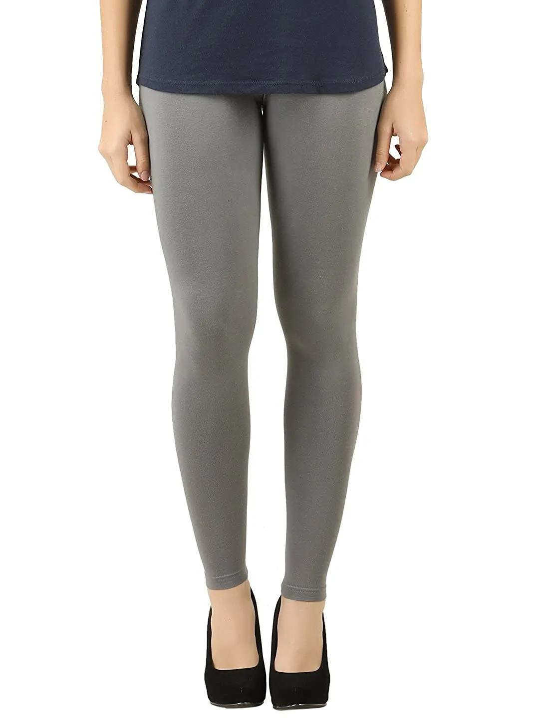 Silver Grey color stretchable cotton ankle Leggings-LGA53