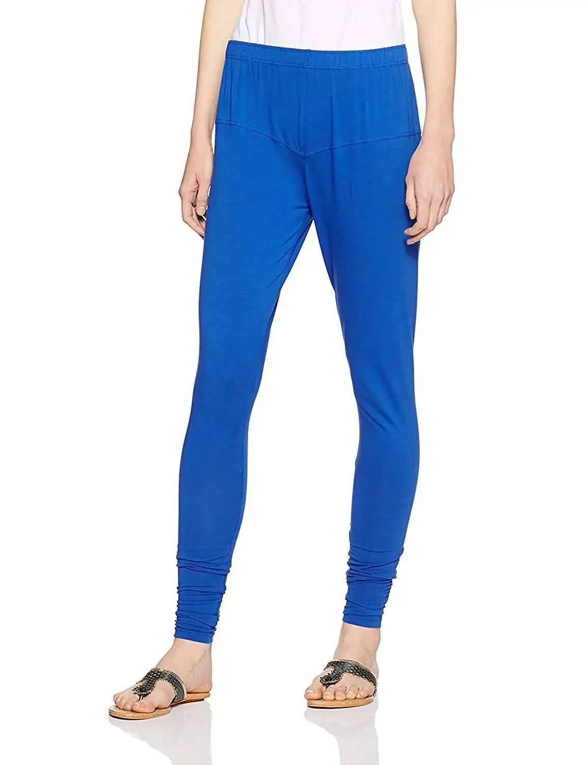 Ink Blue color cotton lycra premium leggings with yoke stitching-LGP41