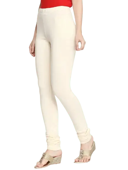 Cream Colour Shimmer Full Length Stretchable Churidar Leggings LGS08