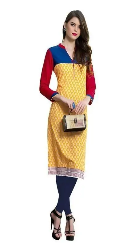 Yellow color store long kurtis